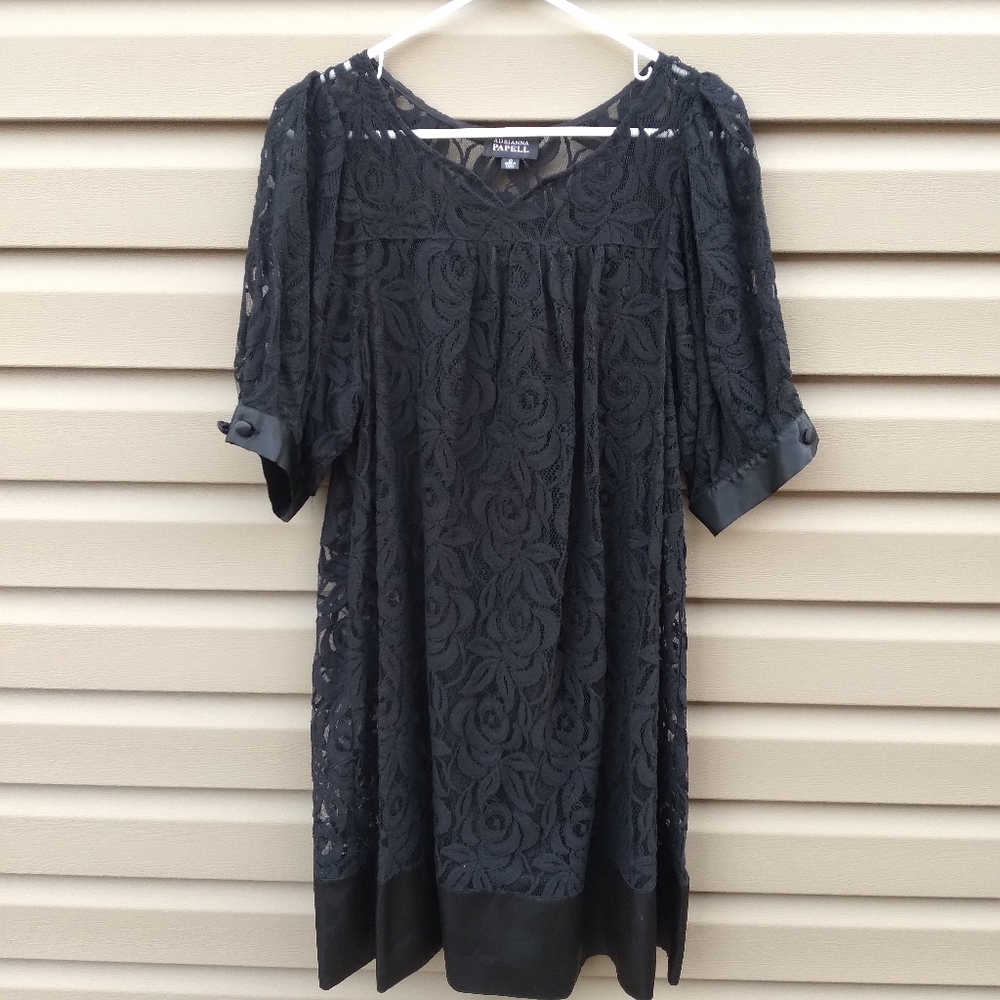 Adrianna Papell Sz 10 Black Lace Cover Up